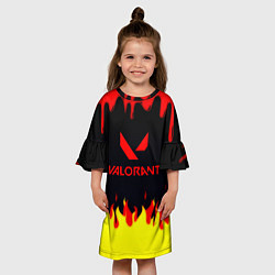 Платье клеш для девочки Valorant flame texture games, цвет: 3D-принт — фото 2