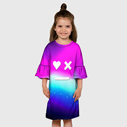 Платье клеш для девочки Love death robots neon gradient serial, цвет: 3D-принт — фото 2