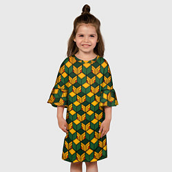 Платье клеш для девочки Гию Томиока узор на хаори, цвет: 3D-принт — фото 2