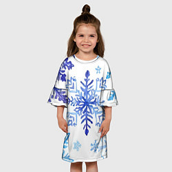 Платье клеш для девочки Снежинки падают, цвет: 3D-принт — фото 2