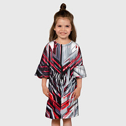 Платье клеш для девочки Адские линии киберпанк, цвет: 3D-принт — фото 2