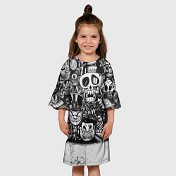 Платье клеш для девочки Стена с граффити, цвет: 3D-принт — фото 2