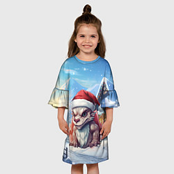 Платье клеш для девочки Новый год 2024 дракон, цвет: 3D-принт — фото 2