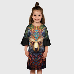 Платье клеш для девочки Медведь фентези, цвет: 3D-принт — фото 2
