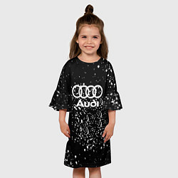 Платье клеш для девочки Audi белая краска авто спорт, цвет: 3D-принт — фото 2