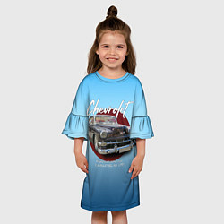 Платье клеш для девочки Американский классический автомобиль Chevrolet Bel, цвет: 3D-принт — фото 2