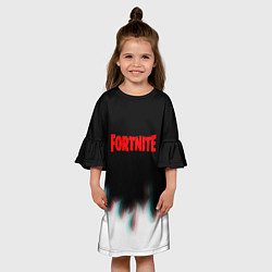 Платье клеш для девочки Fortnite flame glitch, цвет: 3D-принт — фото 2