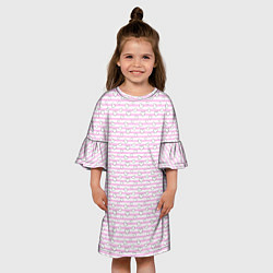 Платье клеш для девочки Полосатый розовый паттерн с сердечками, цвет: 3D-принт — фото 2
