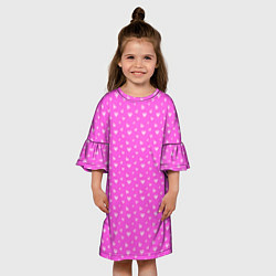 Платье клеш для девочки Розовый маленькие сердечки, цвет: 3D-принт — фото 2