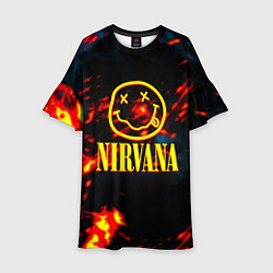 Детское платье Nirvana rock огненное лого лава