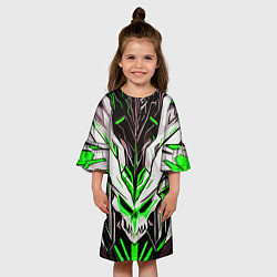Платье клеш для девочки Зелёный адский череп, цвет: 3D-принт — фото 2