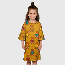 Платье клеш для девочки Мишки в свитере, цвет: 3D-принт — фото 2
