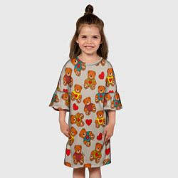 Платье клеш для девочки Мишки в свитерах и сердечки, цвет: 3D-принт — фото 2