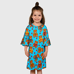 Платье клеш для девочки Мишки в цветных свитерах и сердечки, цвет: 3D-принт — фото 2