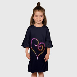 Платье клеш для девочки Неоновое сердечко, цвет: 3D-принт — фото 2