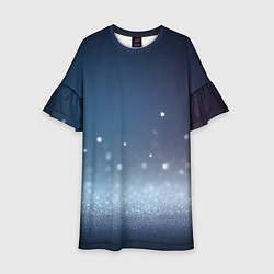 Платье клеш для девочки Серебристые блёстки на синем фоне - нейросеть, цвет: 3D-принт