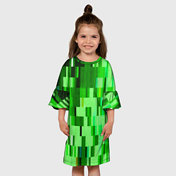 Платье клеш для девочки Зелёный глитч, цвет: 3D-принт — фото 2