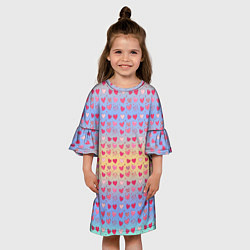 Платье клеш для девочки Много сердечек, цвет: 3D-принт — фото 2