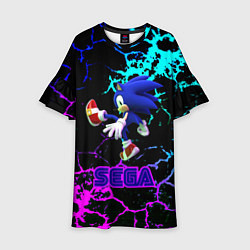 Платье клеш для девочки Sonic sega game неоновая текстура, цвет: 3D-принт