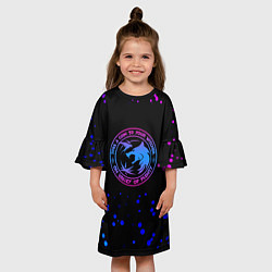 Платье клеш для девочки Ведьмак лого неон, цвет: 3D-принт — фото 2