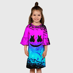 Платье клеш для девочки Маршмэллоу x бтс неоновый стиль, цвет: 3D-принт — фото 2