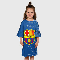 Платье клеш для девочки Футбольный клуб Барселона - логотип крупный, цвет: 3D-принт — фото 2