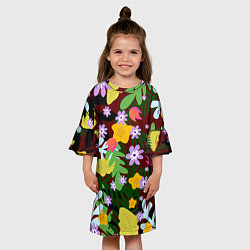 Платье клеш для девочки Гавайская цветочная расцветка, цвет: 3D-принт — фото 2