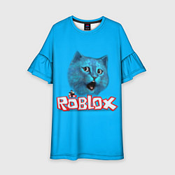 Платье клеш для девочки Roblox синий кот, цвет: 3D-принт