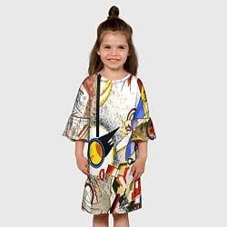 Платье клеш для девочки Кандинский картина - шумная акварель, цвет: 3D-принт — фото 2