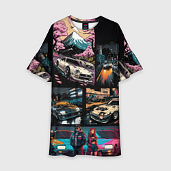 Платье клеш для девочки Japanese jdm art, цвет: 3D-принт