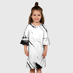 Платье клеш для девочки Алиса рок группа краски текстура, цвет: 3D-принт — фото 2