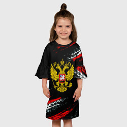Платье клеш для девочки Герб РФ краски патриотический, цвет: 3D-принт — фото 2