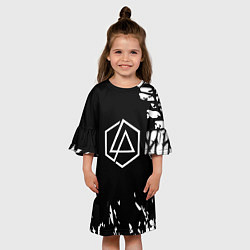 Платье клеш для девочки Linkin park краски текстура рок, цвет: 3D-принт — фото 2