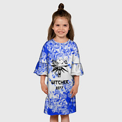 Платье клеш для девочки Ведьмак 2077 краски голубые, цвет: 3D-принт — фото 2