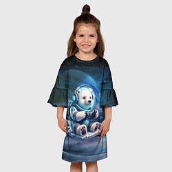 Платье клеш для девочки Белый медвежонок кибер геймер, цвет: 3D-принт — фото 2