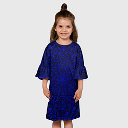 Платье клеш для девочки Мандала чёрно-синий, цвет: 3D-принт — фото 2