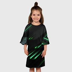 Платье клеш для девочки Спортивный черно-зеленый стиль, цвет: 3D-принт — фото 2