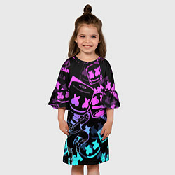 Платье клеш для девочки Marshmello neon pattern, цвет: 3D-принт — фото 2