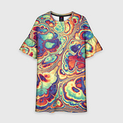 Платье клеш для девочки Абстрактный разноцветный паттерн, цвет: 3D-принт