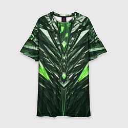 Платье клеш для девочки Зелёные кристаллы и камень, цвет: 3D-принт