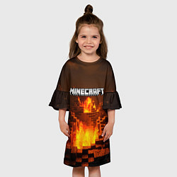 Платье клеш для девочки Огненный minecraft логотип, цвет: 3D-принт — фото 2