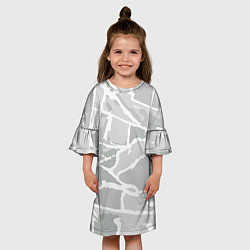 Платье клеш для девочки Серо-белая геометрия, цвет: 3D-принт — фото 2