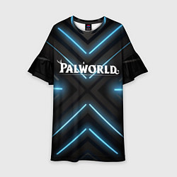 Детское платье Palworld logo на фоне синего неона