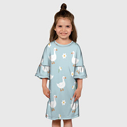 Платье клеш для девочки Гусиный узор, цвет: 3D-принт — фото 2