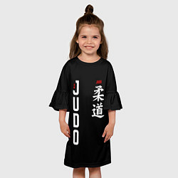 Платье клеш для девочки Борьба дзюдо с иероглифом, цвет: 3D-принт — фото 2