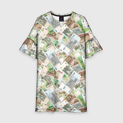 Платье клеш для девочки Российские денежные купюры, цвет: 3D-принт