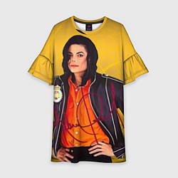 Детское платье Michael Jackson на золотом фоне с графикой