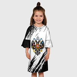 Платье клеш для девочки Герб России краски черно белые, цвет: 3D-принт — фото 2