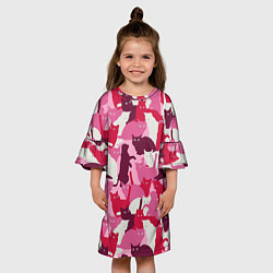 Платье клеш для девочки Розовый кошачий камуфляж, цвет: 3D-принт — фото 2