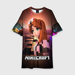 Платье клеш для девочки Minecraft девушка в мире кубиков, цвет: 3D-принт